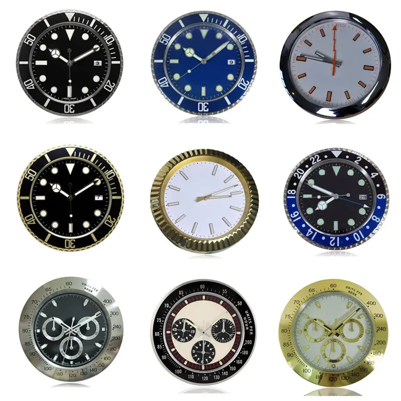 Large Wall Clock with Date Silent Quartz Movement Stainless Steel Green--Black Luminous Hands Modern Design for Living Room Bedroo W250715
