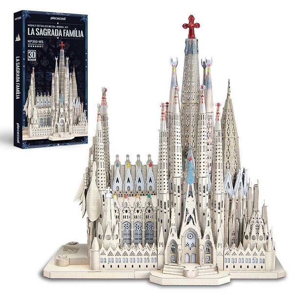 Christmas Toy Supplies Tools Workshop Piececool 3D Metal Puzzles La Sagrada Famlia Model Building Kits Jigsaw DIY Set for Adult Collection B