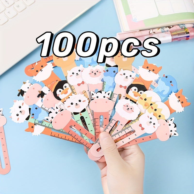 TEMU 50pcs Cute Animal Bookmarks With Rulers | 10 | Colorful Cartoon-style Animal Face Markers | Ideal For Teacher Prizes, Student Gifts & Party