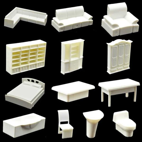 Model Building Kits Mini scale 1 50 model indoor furniture displayed in the room DIY toys for architectural scene layout Diorama kit H240709