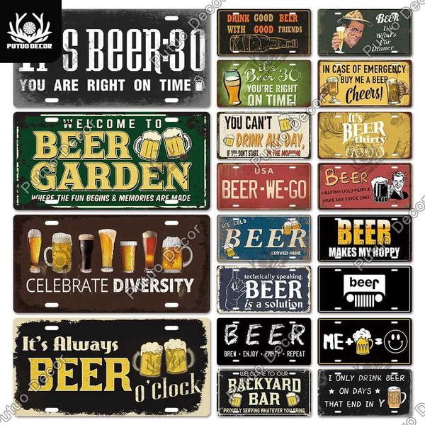 High Quality Putuo Decor Beer Metal Sign Plaque Metal Vintage License Plate tin sign Decoration for Bar Pub Man Cave Living Room Wall Decor