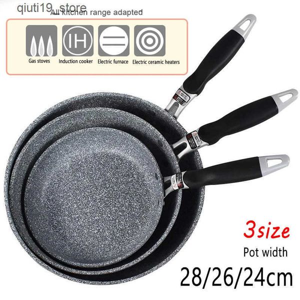 Pans Japanese style rice stone flat bottomed pan with anti slip handle frying pan and kitchen tools J241207