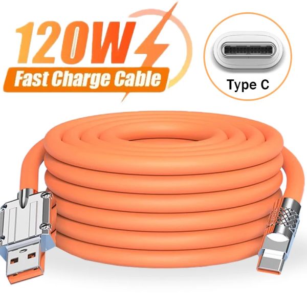 120W 6A Fast Charging Phone Cables A To Liquid Silicone Charger Cord Heavy-Duty USB C Data Wire for Samsung Z Filp 5