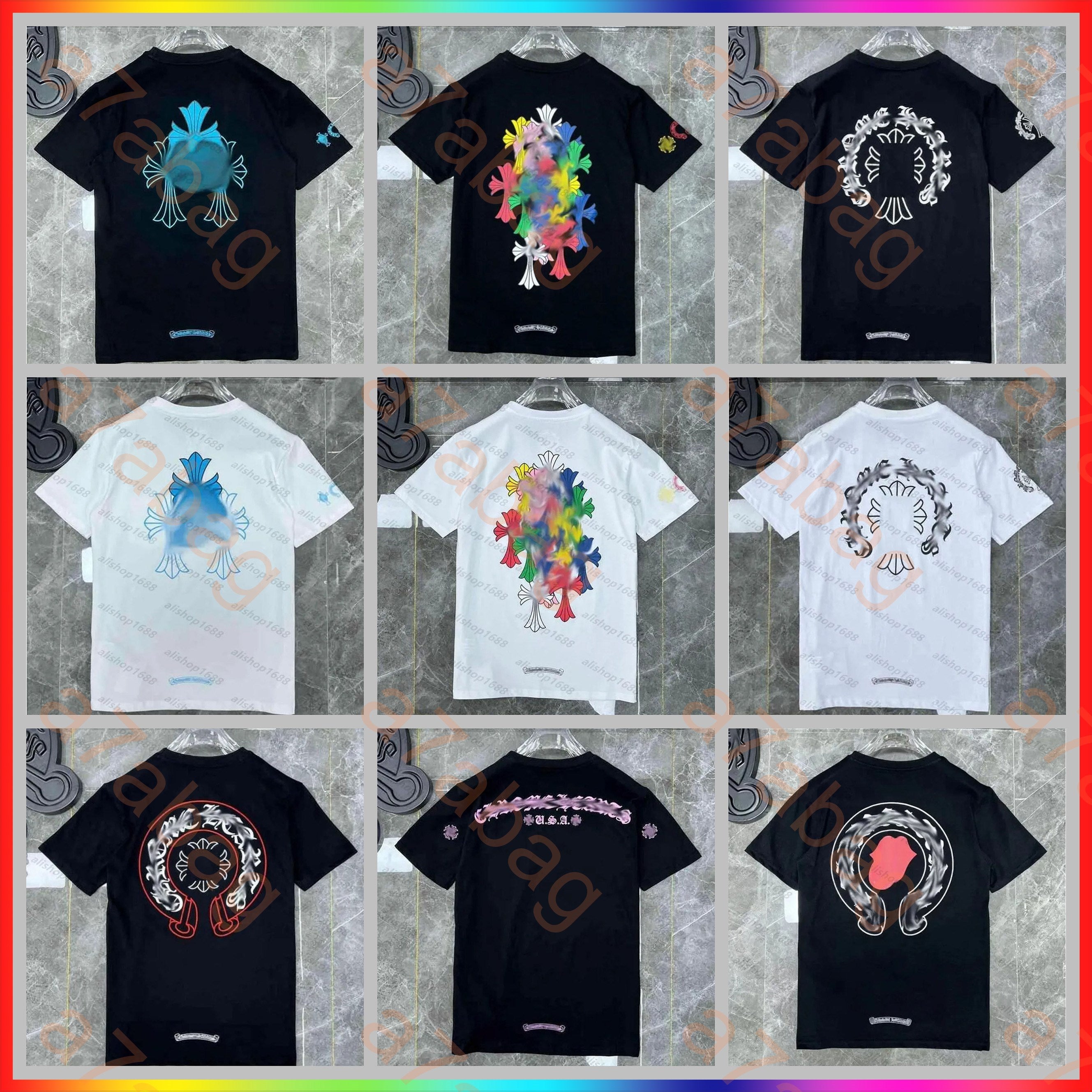 5A Designer t shirts men&#039;s and women&#039;s chrome t shirts 25ss new summer fashion brand tees high quality short sleeves tops casual horseshoe