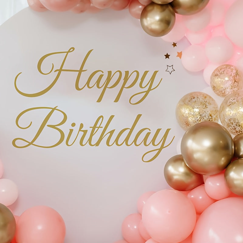 TEMU 1pc Classic Golden Happy Birthday Wall Decal, Removable Self-adhesive Pvc Wall Sticker With Letter Print For Living Room Party Decor, Reusable