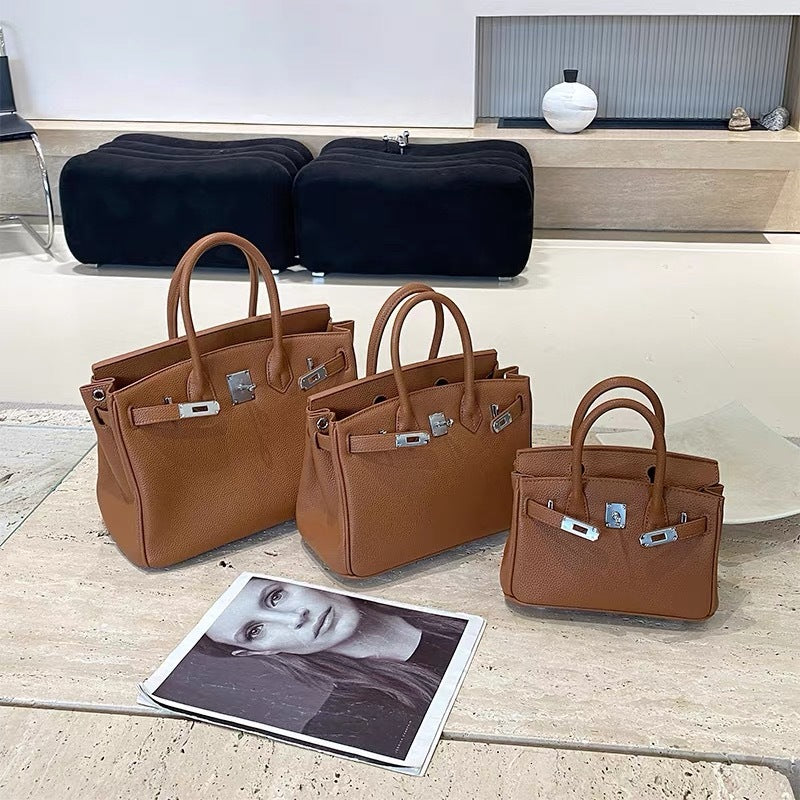 Designer Bag 2025 High End Platinum Bag Litchi Grain Genuine Leather Handbag For Women Summer New Versatile Fashion Single Shoulder Crossbody Bag Po