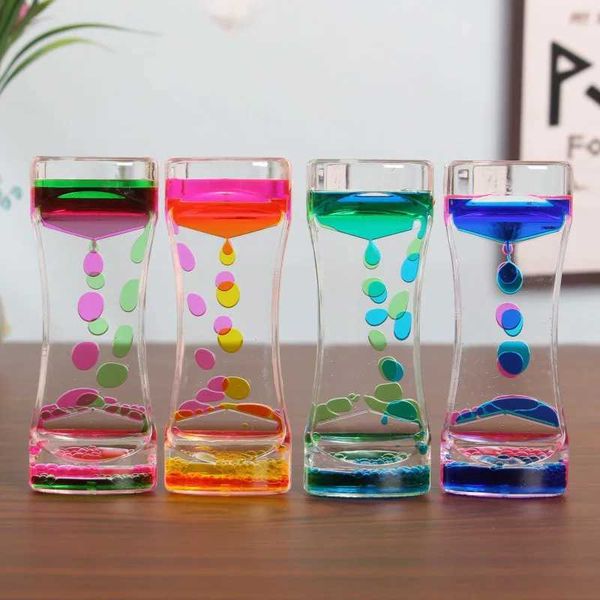 1PC Liquid Motion Bubbler Hourglasses Timer Movement Sensory Toys for Kids Adults Stress Relief Props Home Office Desktop Decor Y240904