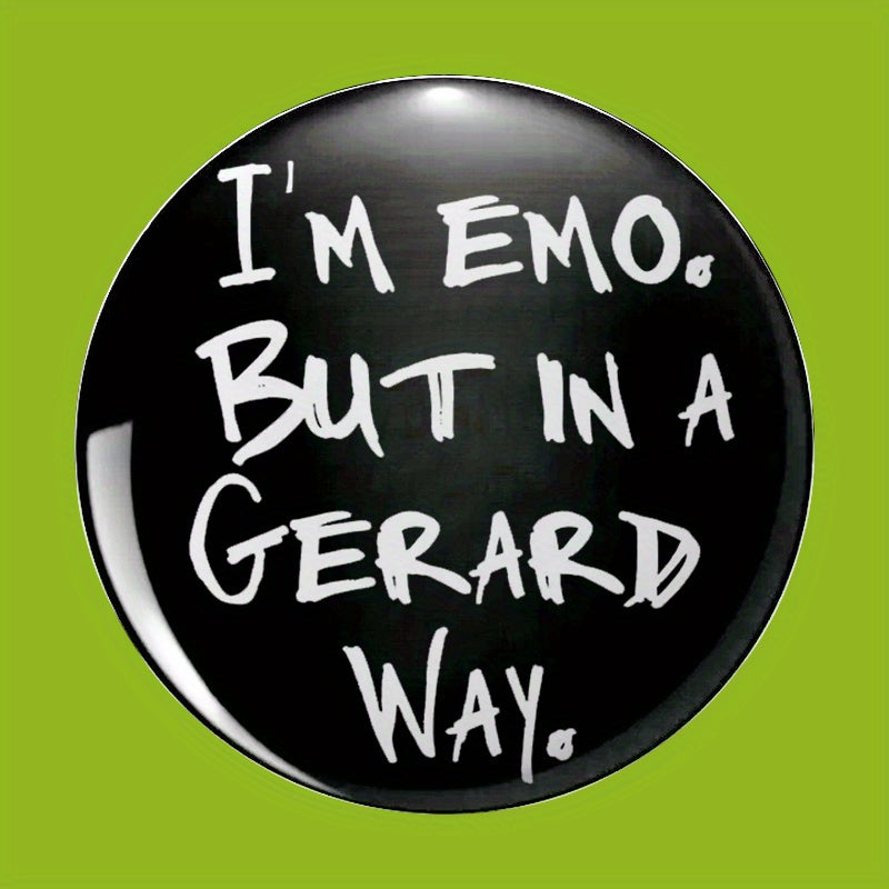 TEMU Anime Acg "i'm Emo. But In A Way." Badge - Round Minimalist Emo Text Pin For Gothic Anime Fans, , Bags, Jackets - Way Inspired Decoration -