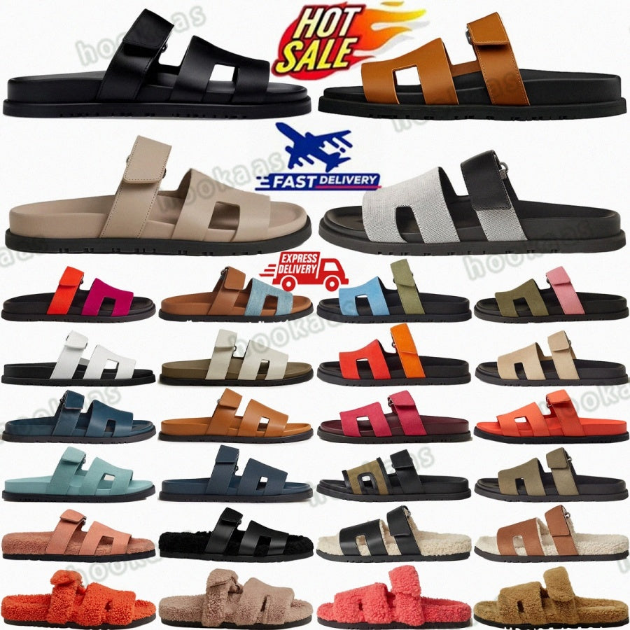 designer slippers chypre sandal slipper slides sandals Noir Calfskin Leather Womens Naturel Black Deau Rose Aube Suede Wookskin Pink Noir F1Xw#