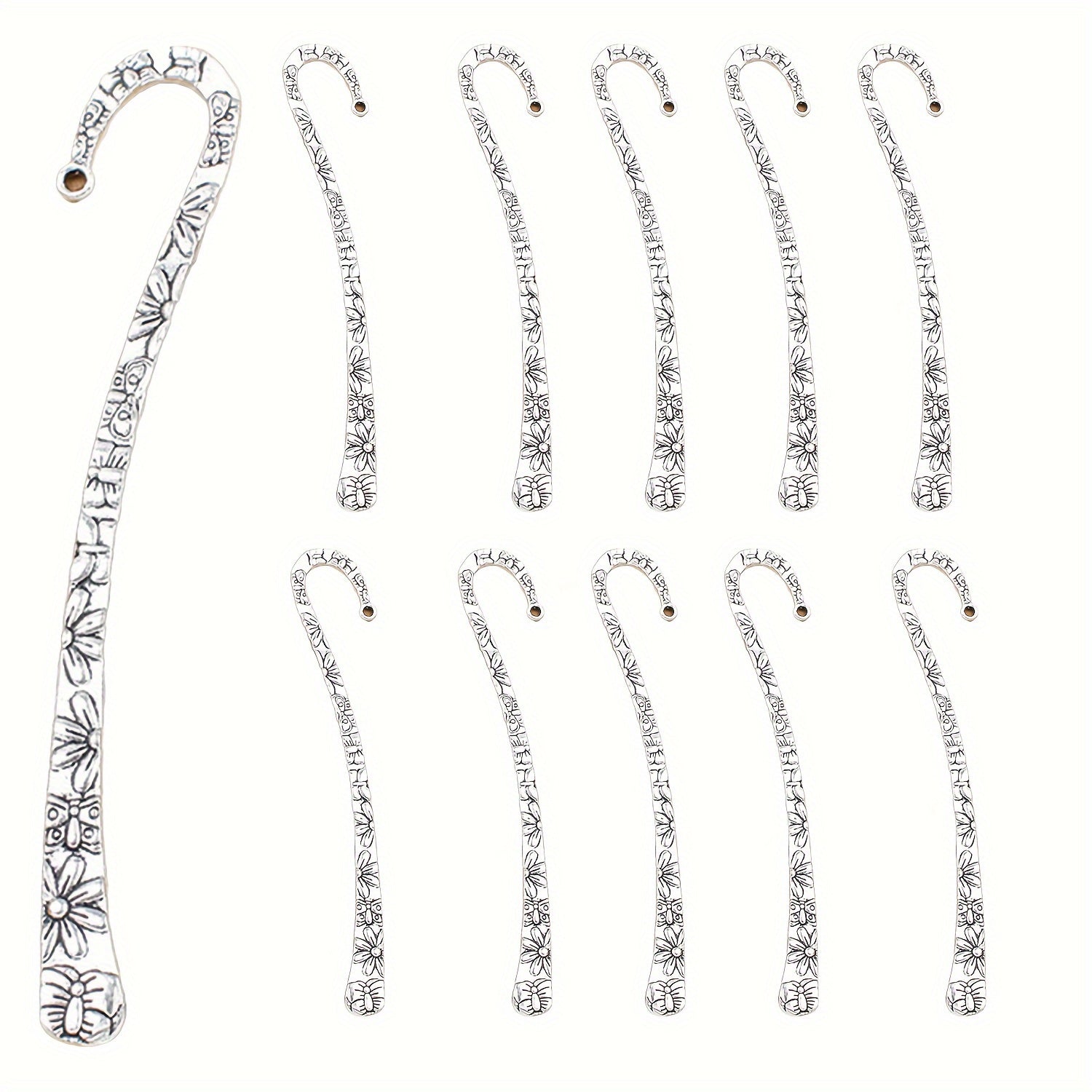 TEMU 10-pack Floral Aluminum Alloy Metal Bookmarks For Diy Crafts, For Women, Teachers, Students, Book Lovers - Elegant Durable Book Markers Set