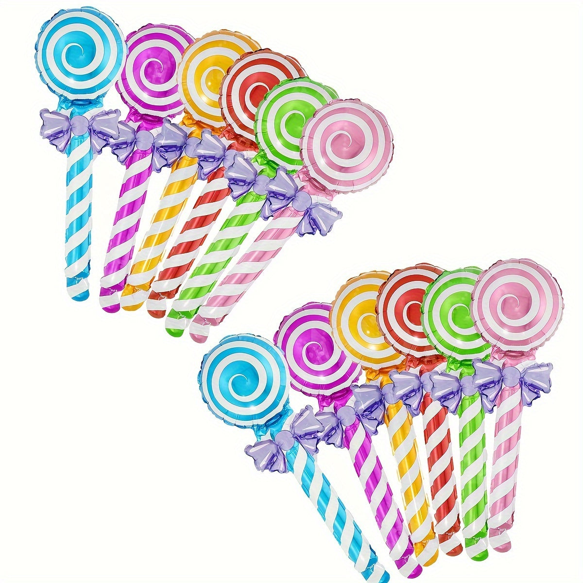 TEMU 12pcs Lollipop-shaped Foil Balloons, Colorful Candy-themed Party Decorations For Weddings, Birthdays, Anniversaries, Graduations, - No Power