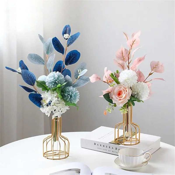 Vases Vases for Flowers Transparent Hydroponic Glass Vase Gold Vase Home Decoration Accessories Modern Nordic Living Room Decoration z241212