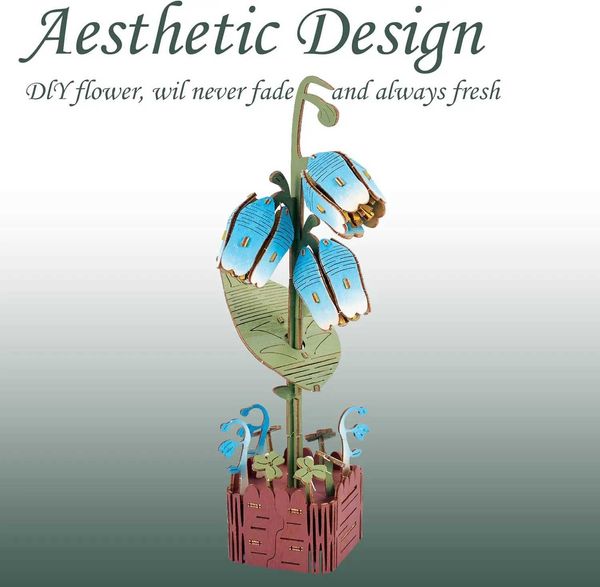 3D Wooden Puzzles FlowerFlower Garden Building Toys for Girls Boys Home DecorChildrens toys suitable as Christmas giftsC250108