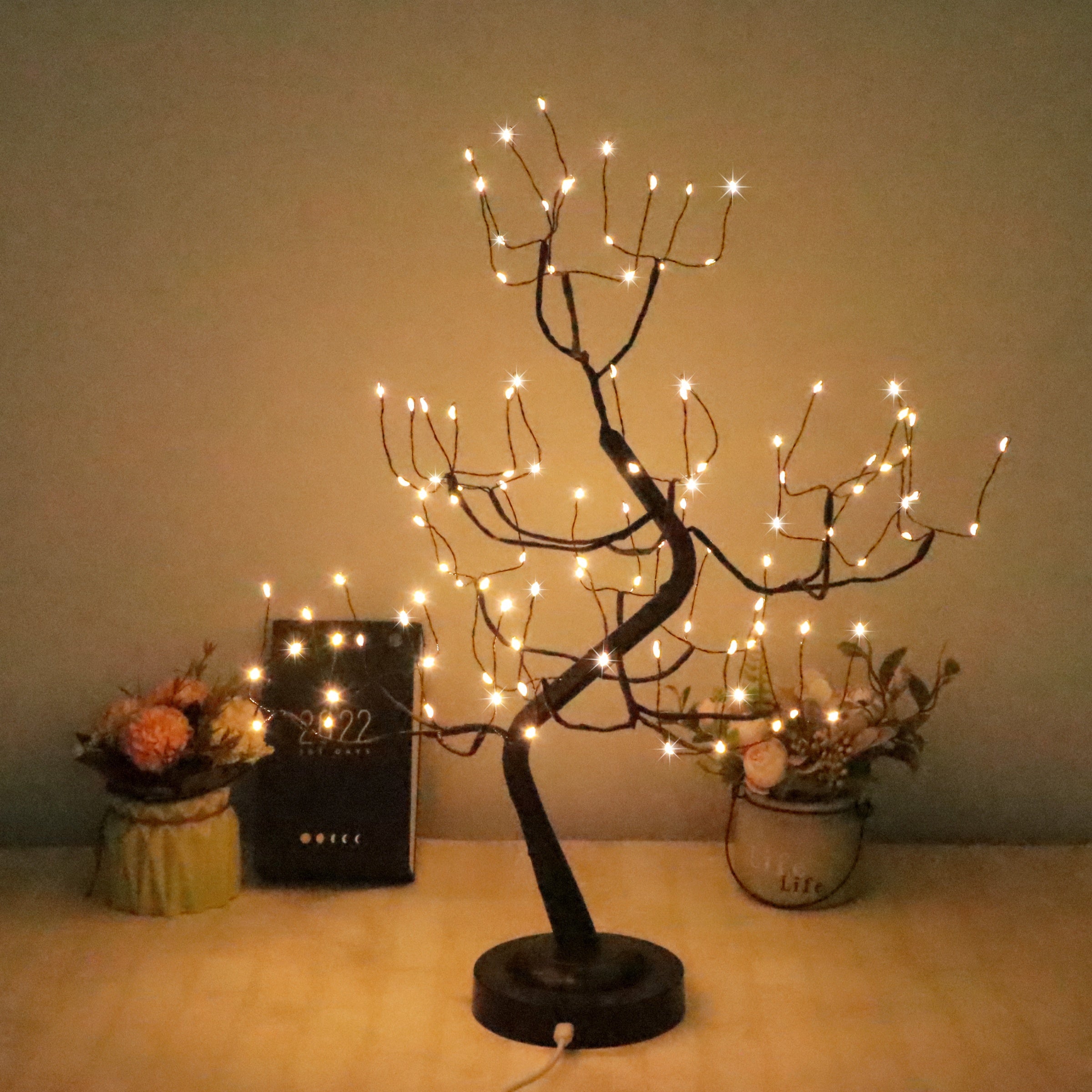 TEMU 108 Led 20 Inches Halloween Tabletop Fairy Tree Lamp Warm White Led Christmas Tree Lighted Up Branches With Shimmer Lights Battery Powered With