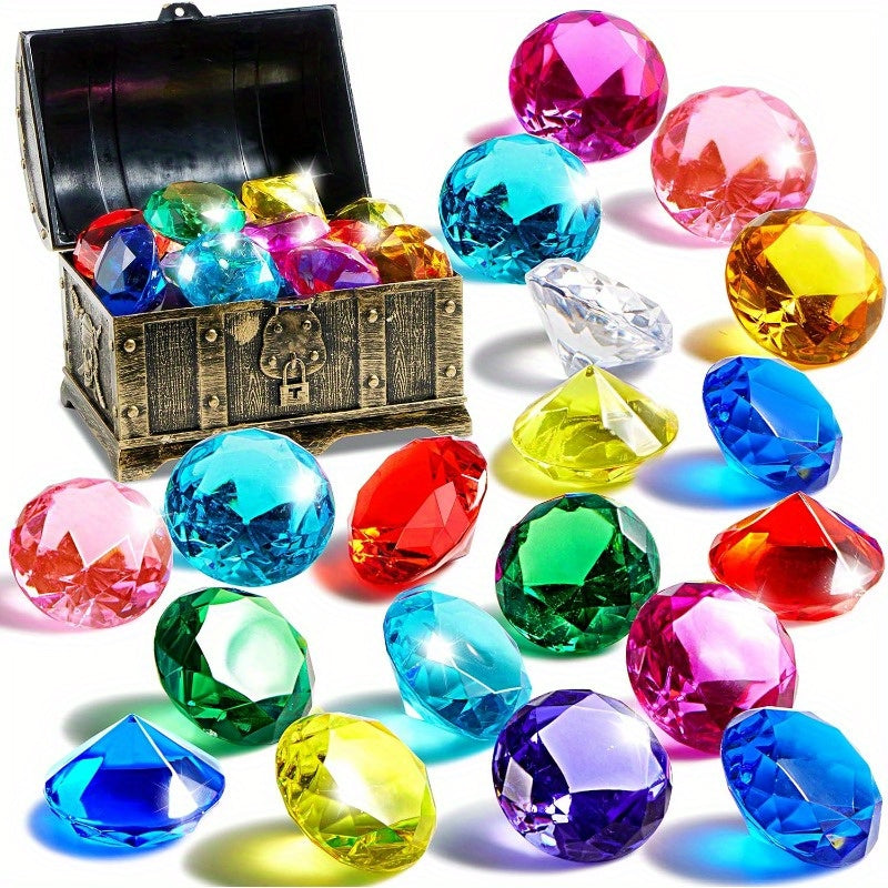 TEMU Syncfun Diving Gems Pool Toys, 16 Big Colorful Diamond With Pirate , Swim Dive Toy For Underwater Gemstone Swimming Training Gift Water Pool