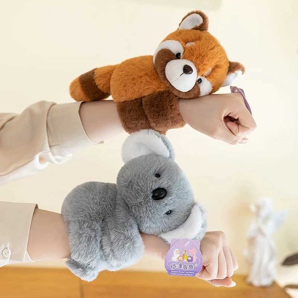 Stuffed Plush Animals Baby Raccoon Koala Pop Ring Plush Toy Kapibala Wapat Bracelet Birthday Gift for Children H241231