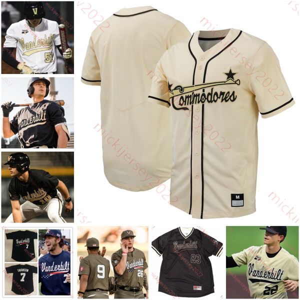 Walker Buehler Dansby Swanson Vanderbilt Commodores Baseball Jersey Custom Stitched J.J. Bleday Kumar Rocker Ethan Paul Philip Clarke Mens Y