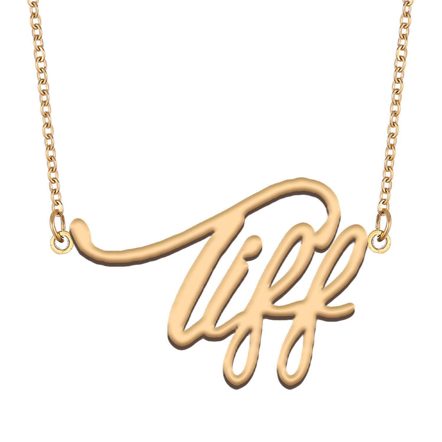 Tiff Personalized Name Necklace for Women - Gold Plated Stainless Steel Letter Pendant Collar Choker Mother&#039;s Jewelry Gift