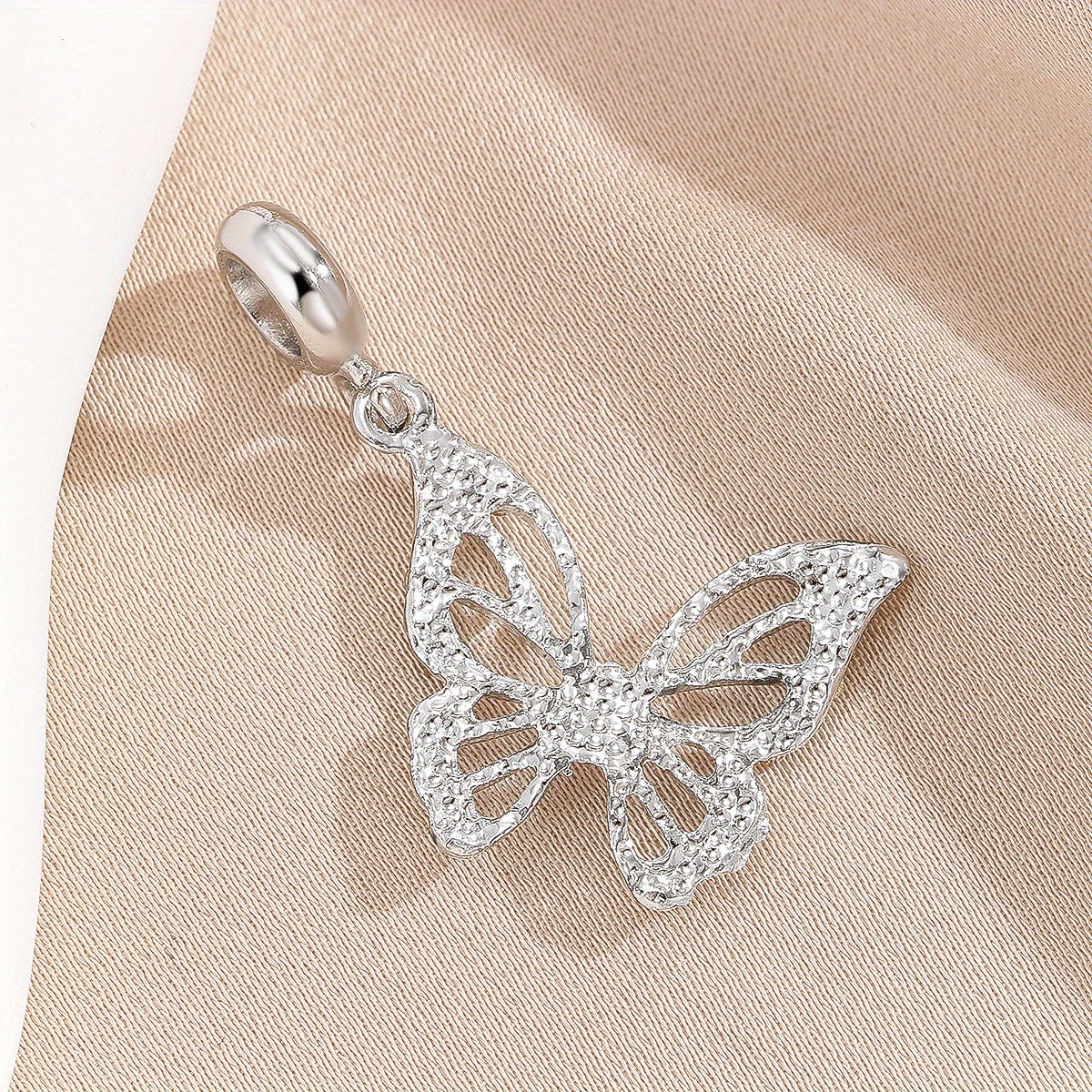 TEMU 1pc Zinc Alloy Hollow Charm, Silvery Gray White, Pendant For Diy Bracelet Necklace, Valentine's Day Jewelry Accessory