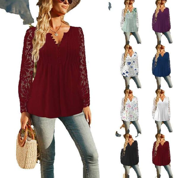 Best Saller Half Sleeve Summer Hollow Out Slim Top Female Summer Printing Short Sleeve Streetwear Clothes Collar Blouse Womens Street Activi