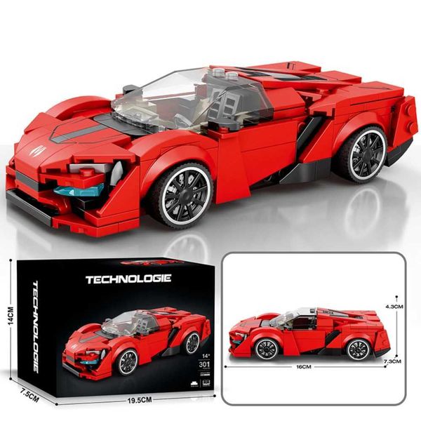 W Motores Lykan Red Sports Car Building Block 301pcs CI Veículo Classic Racing Car Bricks Toys Toys Creative Collention Presente Z250108