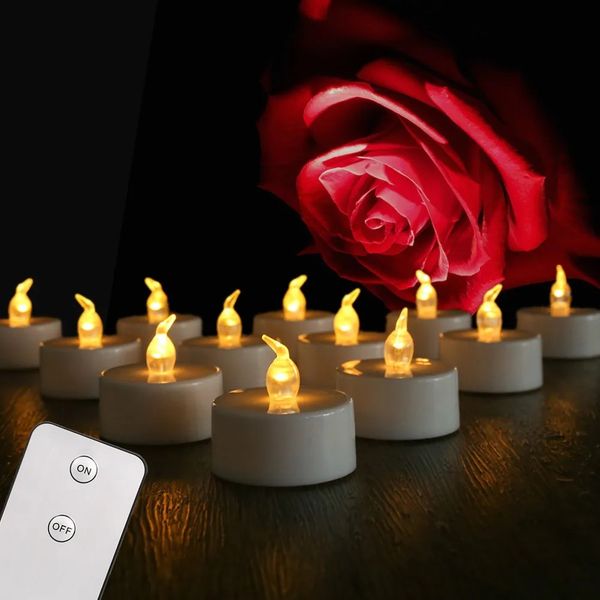 1224 flameless LED candles withwithout remote lighting flashing flame tea lights used for Halloween and Christmas home decoration 240905