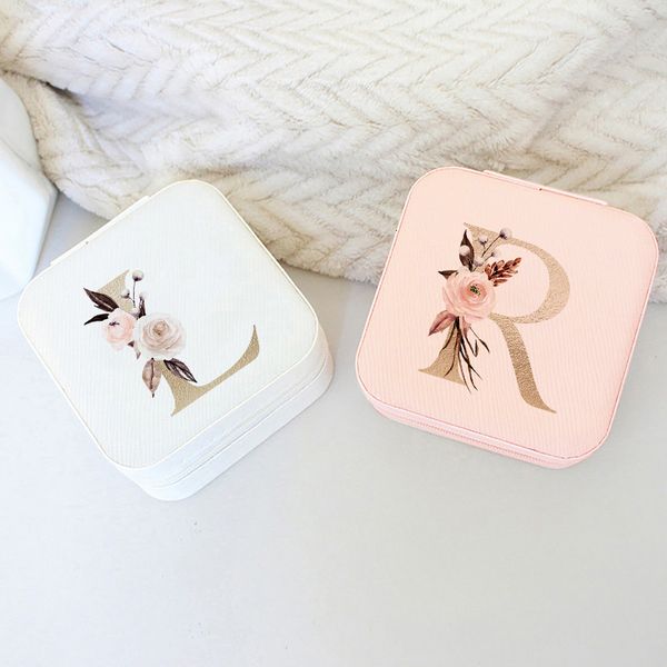 Packaging Boxes Jewelry Box Zipper Wedding Birthday Party Gift Leather Travel Jewelry Case with Name Bridesmaid Proposal Jewellery Holder fo