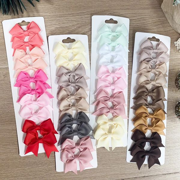 10PcsSet Solid Color Kids Bows Hair Clips for Baby Girls Handmade Ribbon Bowknot Hairpin Barrettes Year Accessories 241227