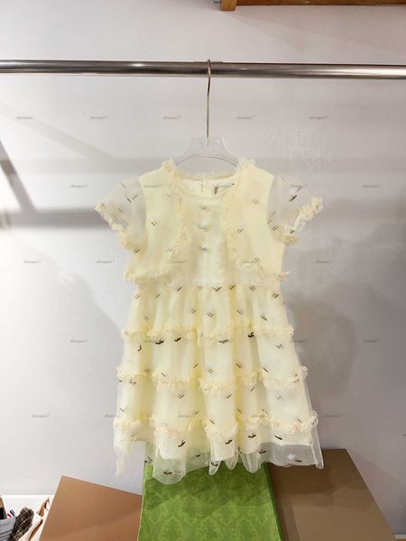 Top girls dress Embroidery logo summer dresses kids designer clothes Lace material lapel Dress High quality Various styles Girls skirts