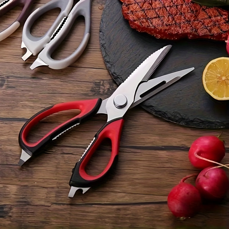 TEMU Kitchen Stainless Steel Scissors, Suitable For Outdoor Use With Meat, Household Use, Restaurants, Slaughterhouses, Upgraded Heavy-duty, And
