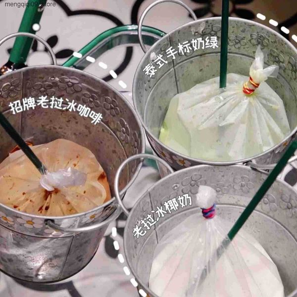 Planters Laos Iced Coffee Bucket Thai Milk Tea Bucket Chunlai Wantai Beverage Decoration Internet Celebrity Iron Flower L240910