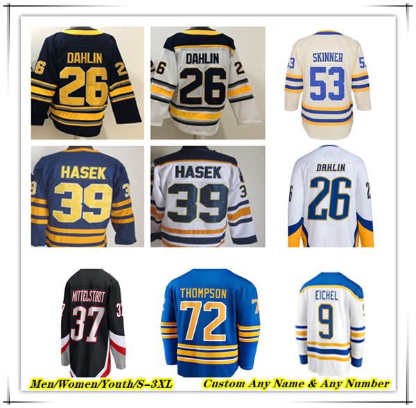Rasmus Dahlin Hockey Jersey Tage Thompson Alex Tuch Kyle Okposo Jeff Skinner JJ Peterka Casey Mittelstadt Dylan Cozens Greenway Zach Benson