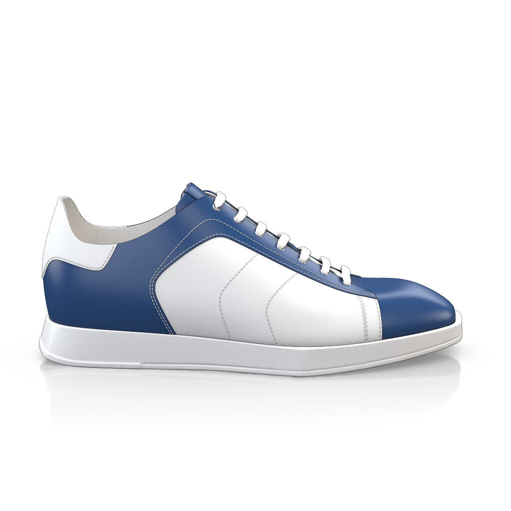 Baskets plates à lacets et bout carré Homme Faites main en Italie en Cuir Bleu Cobalt - Sur Mesure - GIROTTI 29412