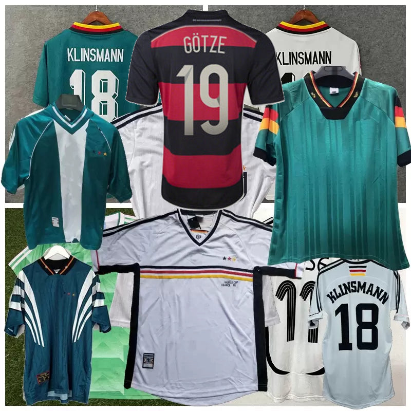 Retro classic germanyS soccer jerseys 1988 1990 1992 1994 1996 1998 2006 2010 14 16 BALLACK LAHM KLOSE PODOLSKI Moller GOTZE KLINSMANN MATTHAUS Retr