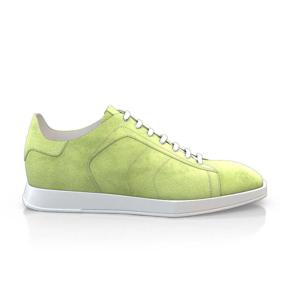 Baskets plates à lacets et bout carré Homme Faites main en Italie en Daim Citron Vert - Sur Mesure, Lacets - GIROTTI