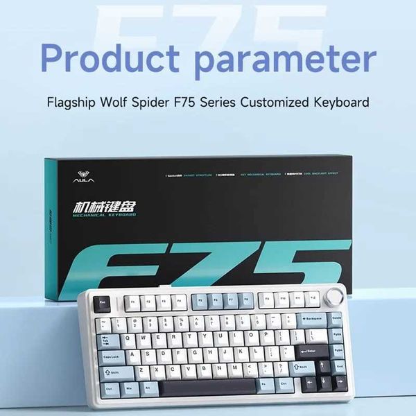 Keyboards AULA F75 OEM Customized Game Mechanical Keyboard Hot-Swap PBT 75% RGB Bluetooth 5.0-2.4G Wireless-Wired Gasket 80 Keys z250209