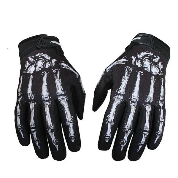 Outdoors Mens Cycling Gloves Bike Motorcycle Skull Bone Skeleton Goth Full Finger Riding Gloves Men Cycling Equipment 241219