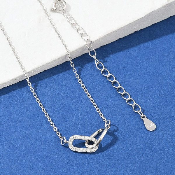 925 collares con colgante de circonita cúbica transparente micro pave de plata esterlina