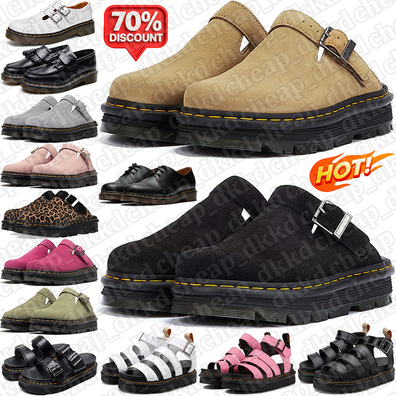 free shipping Designer sandals Stylish mules nubuck leather men women Chunky heel boots Comfortable sandal Vintage Streetwear shoes black khaki