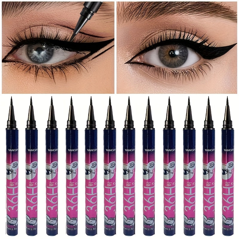 TEMU 12 Sets Of Eyeliner, Extremely Thin Eyeliner, Long-lasting Waterproof And Anti-smashed-eye Makeup, Stage Essential Makeup, Suitable For And