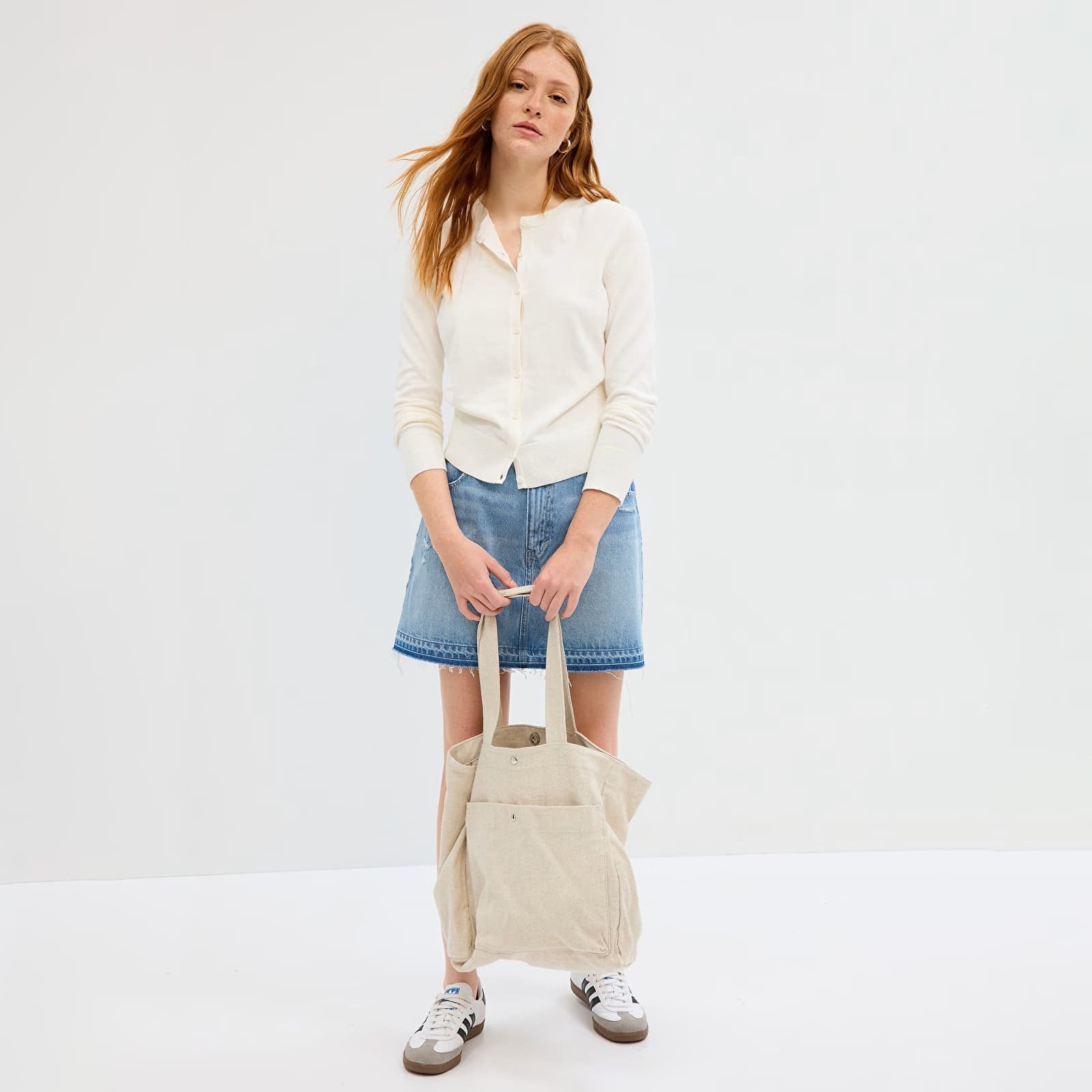 Sweter GAP Crew Cardigan Snowflake Milk M