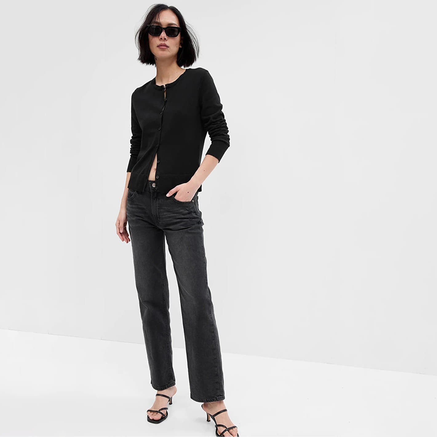 Sweter GAP Crew Cardigan True Black V2 XS