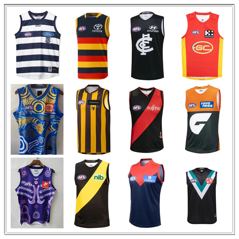 22-23 AFL port Adelaide crows Essendon Bombers jerseyS Brisbane fremantle dockers tank top gold coast suns Hawthorn vest Australian Rules shirts Car