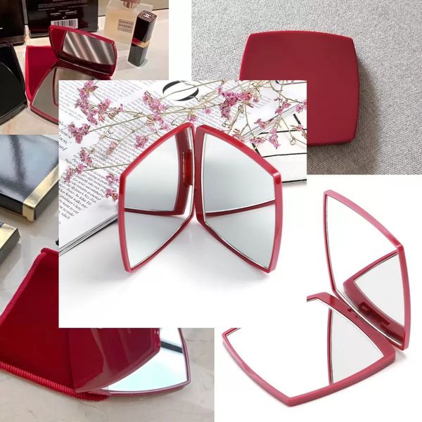 Red Fashion Classic Folding Double Side Pocket Mirror Portable Make-up Mirror And Magnifying Mirror With Flannelette Bag Gift Box For VIP Cl