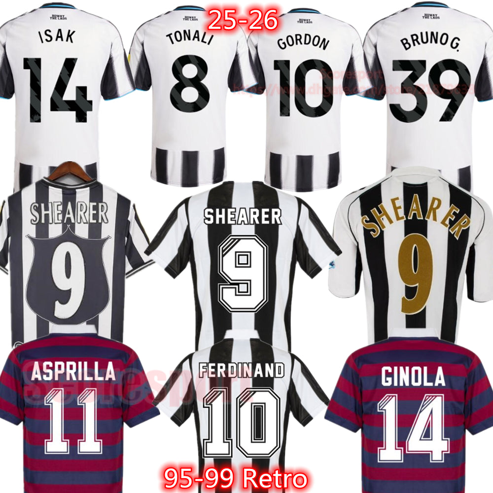 TONALI ISAK GORDON Soccer Jerseys nufc 24 25 26 BARNERS SHEARER GINOLA Retrio Football Shirts united Home and Away Vintage Shirt Retro kit