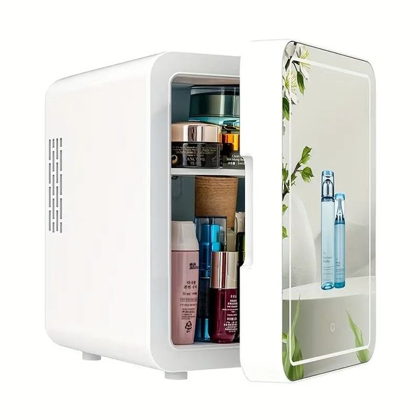 Mini Fridge, 4 Liter-6 Can Portable Cooler And Warmer Personal Refrigerator For SkinCare, Cosmetics, Beverage, Great For Office, Bedroom, Ca
