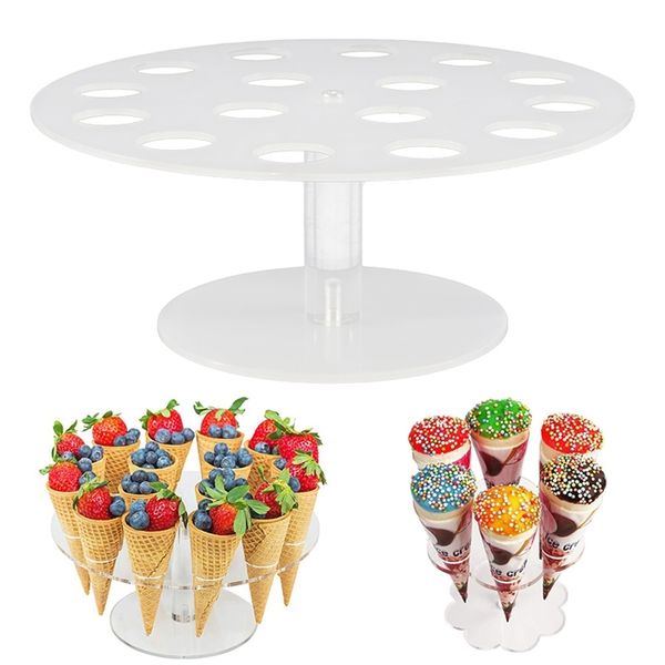 Baking Moulds 616 Holes Transparent Ice Cream Stand Cake Cone Stand Holder Baking Kitchen Tools Acrylic Wedding Buffet Food Display Stand 22