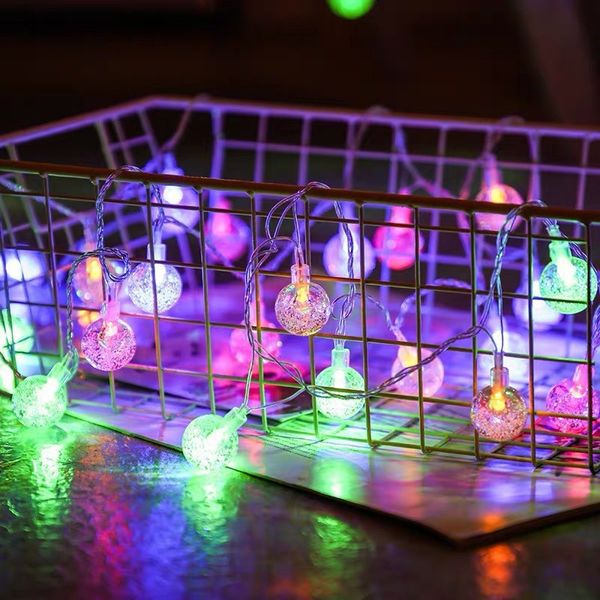 Crystal Bubble Ball Solar LED String Lights Camping Ambient String Lights Christmas Outdoor Patio Holiday Decoration Lights Battery