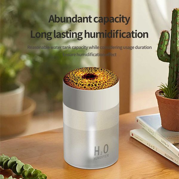 Humidifiers Small volcanic lava air humidifier car air freshener essential oil diffuser with colored night lights suitable for home offices