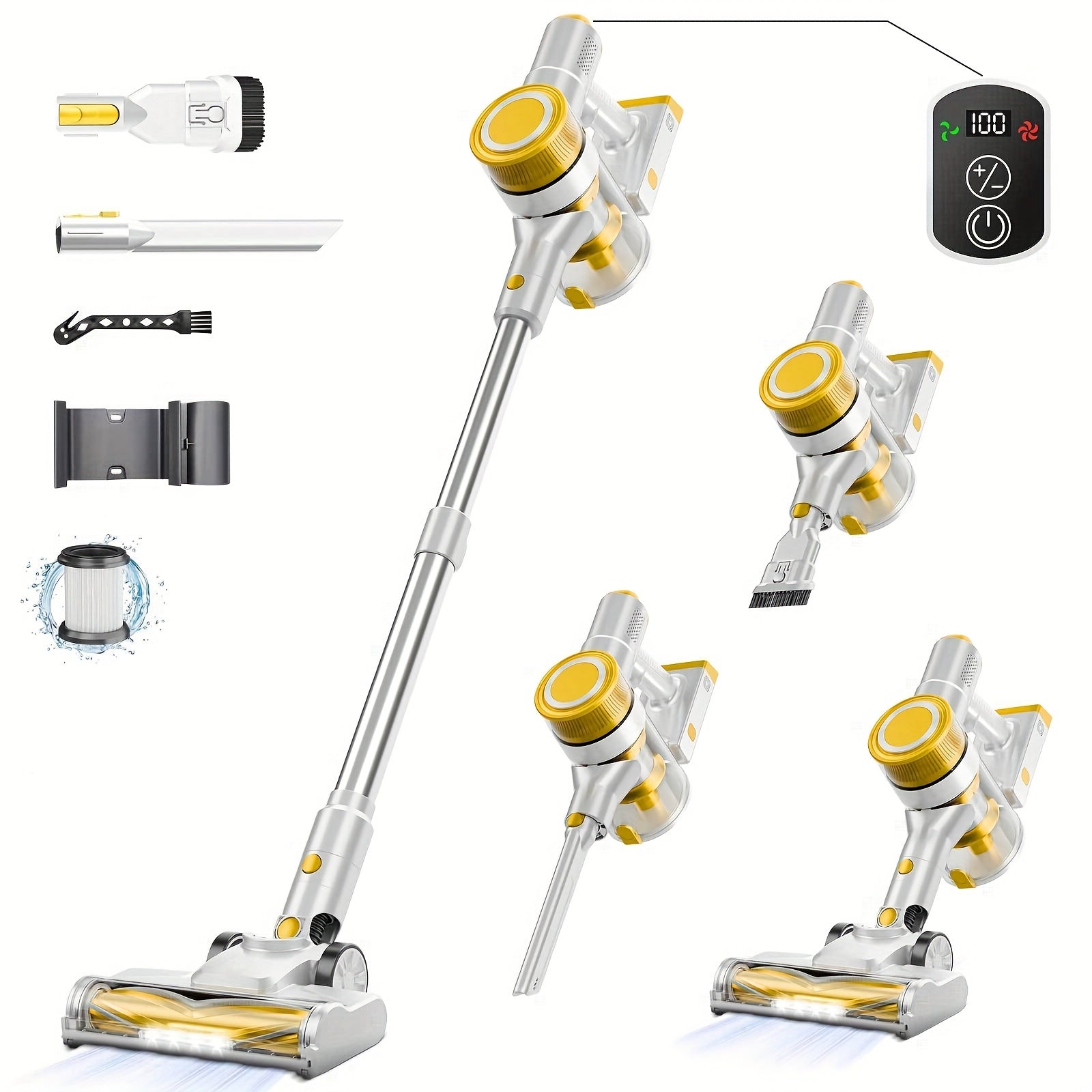 TEMU Cleaner 35 - 45kpa Powerful Vacuum Cleaners For Home, Stick Vacuum Rechargeable With 2600mah Rechargeable Battery, Up To 45 Mins, Portable